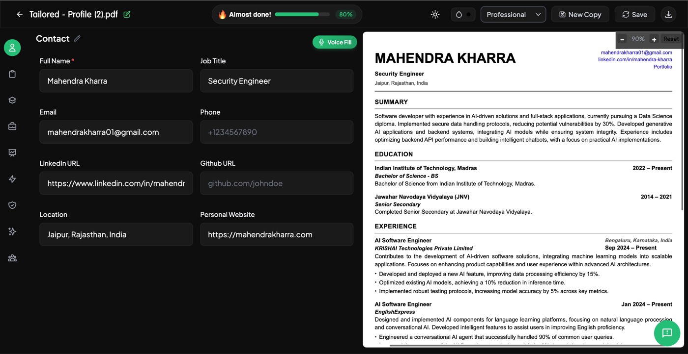 Resume builder