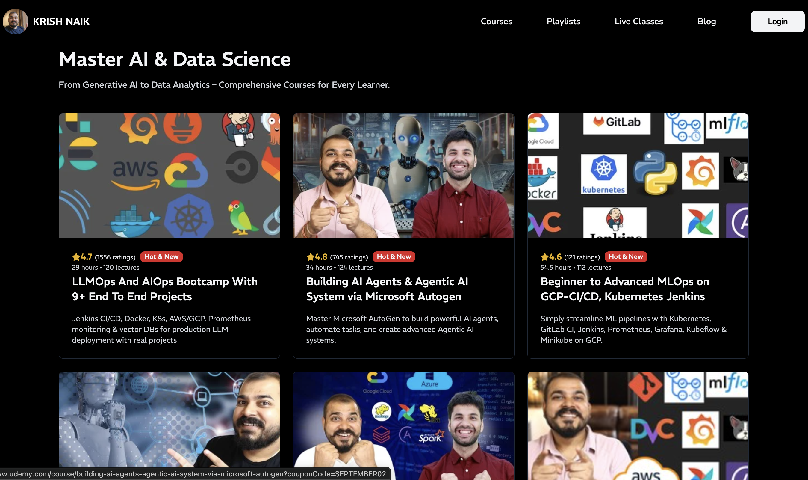 Krish Naik Portfolio screenshot 2